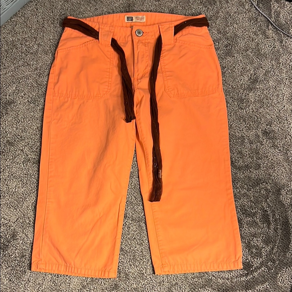 Faded Glory Orange Cargo Pants with Brown Belt